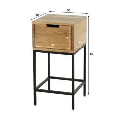 Dorna houten nachtkastje industrieel 30CM