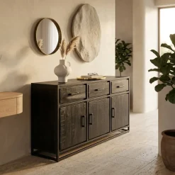 Dressoir Chili Zwart Mangohout 170cm