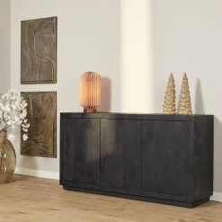 Dressoir Dortmund mangohout zwart 150cm