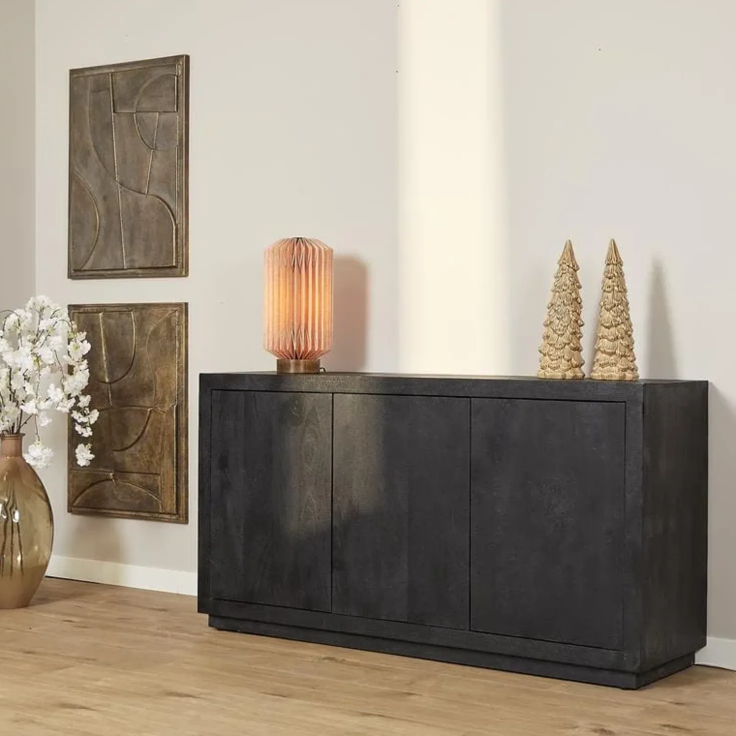 Dressoir Dortmund mangohout zwart 150cm
