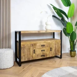 Dressoir mangohout Britt industrieel - 135cm