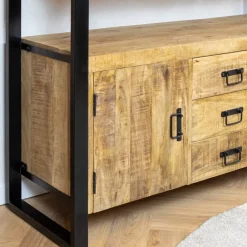 Dressoir mangohout Britt industrieel - 135cm