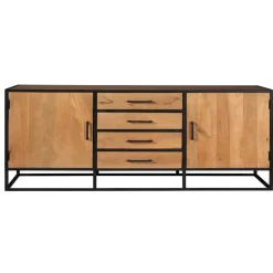 Dressoir Morada Warm mangohout industrieel - 210cm