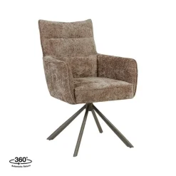 Dubai Eetkamerstoel Taupe met Bronze poot