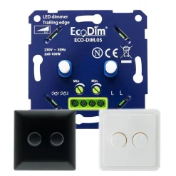 Duo Led dimmer universeel 0-150W fase afsnijding Compleet zwart of wit