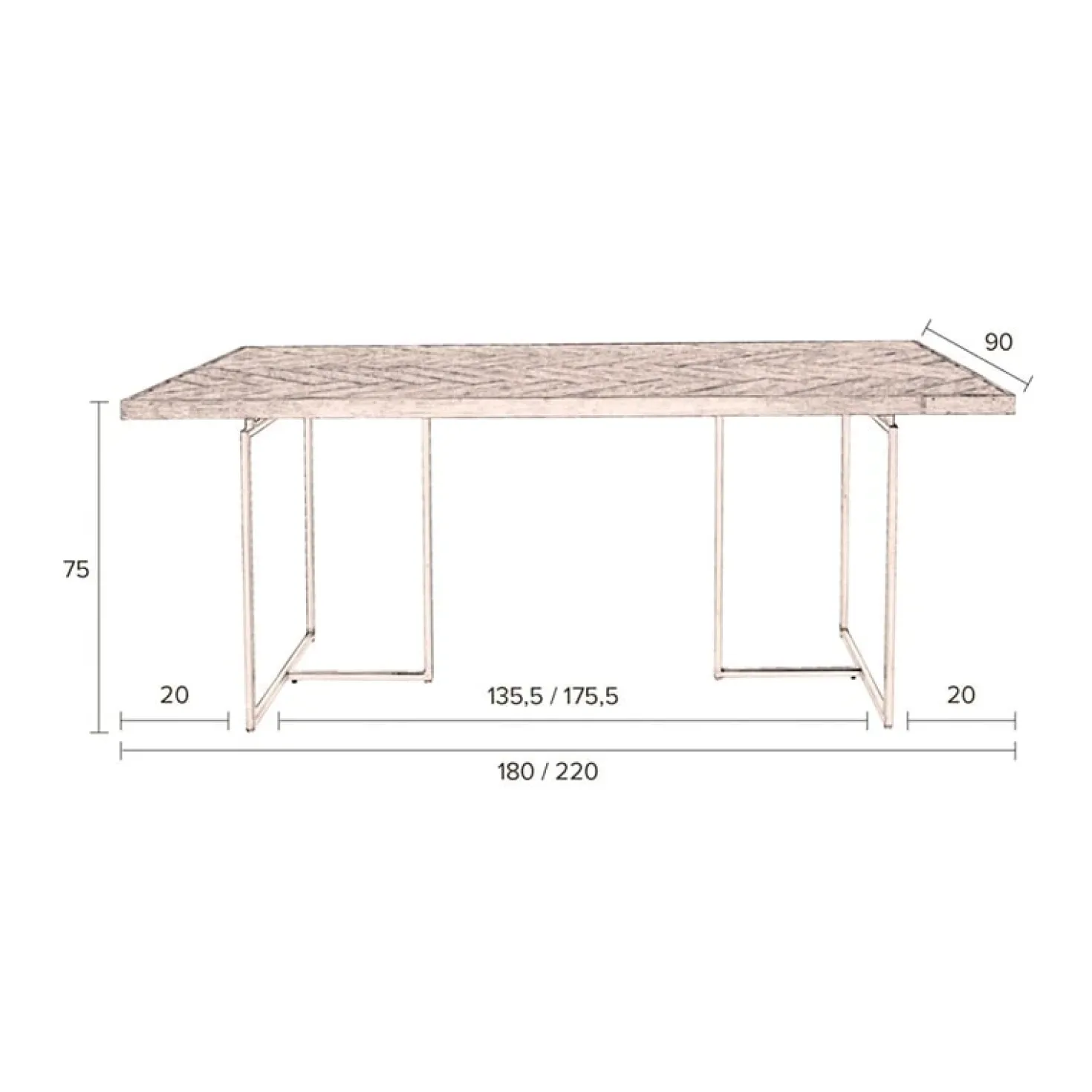 Dutchbone Eetkamertafel Class 180x90cm eiken naturel