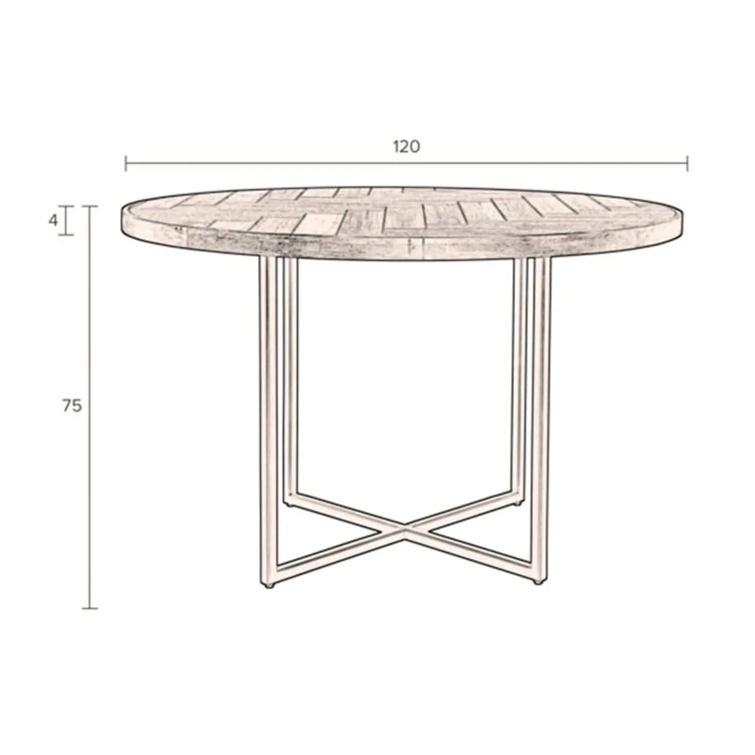 Dutchbone Eetkamertafel Class naturel rond 120cm