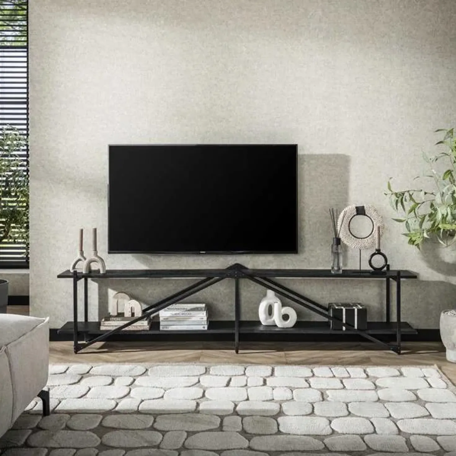 Eddy XL Tv-meubel metaal Antraciet 220cm
