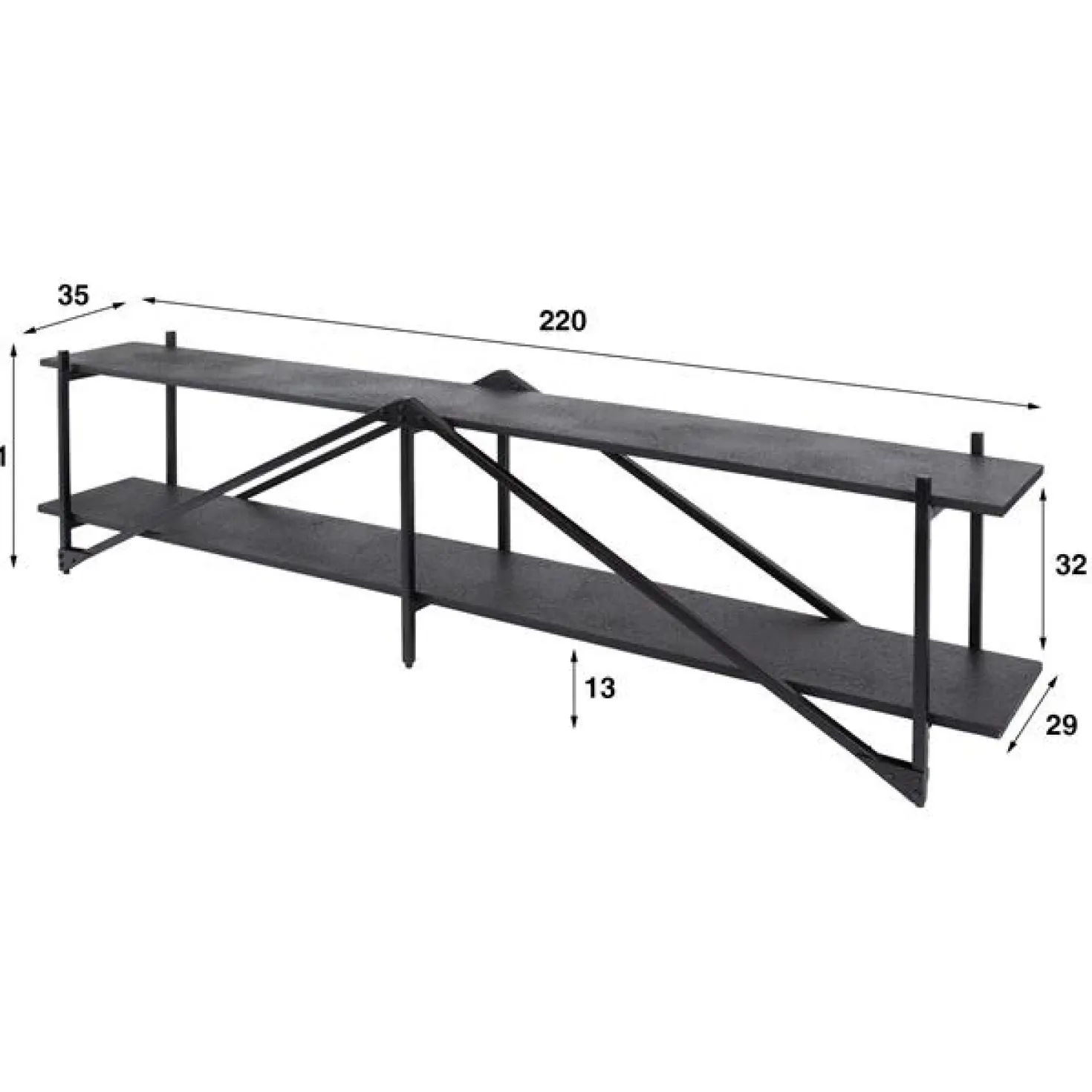 Eddy XL Tv-meubel metaal Antraciet 220cm