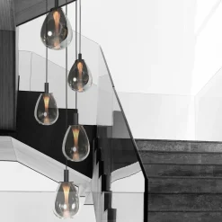 Edgar 5-lichts getrapte Hanglamp Smoke Glas
