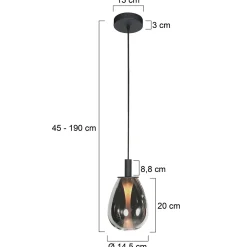 Edgar 1-lichts Hanglamp small Smoke Glas