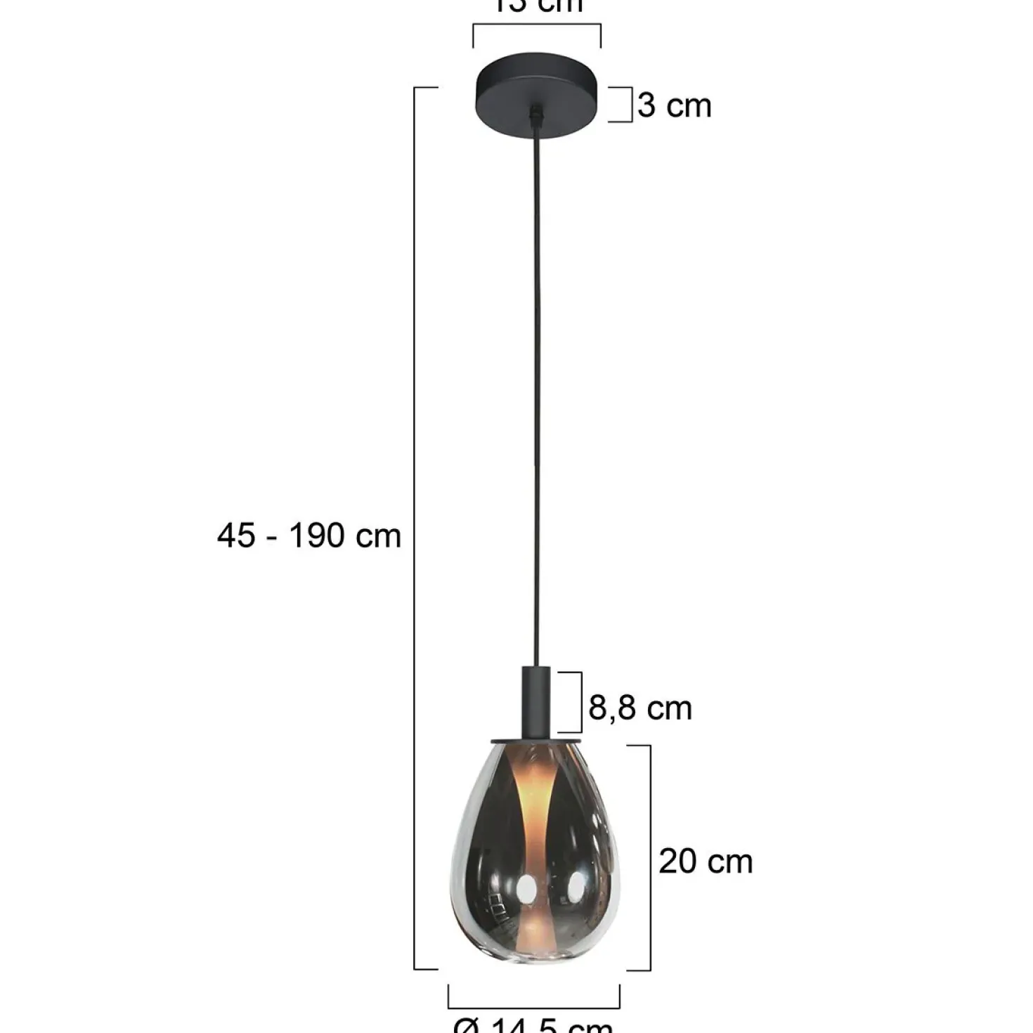 Edgar 1-lichts Hanglamp small Smoke Glas