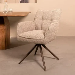 Eetkamerstoel Amalfi Mushoom Boucle met Brons poot