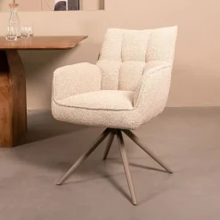 Eetkamerstoel Amalfi Naturel Boucle met Taupe poot
