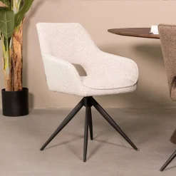 Eetkamerstoel Finley Wit Boucle