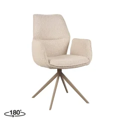 Eetkamerstoel Mellow Boucle met bruin onderstel 58cm