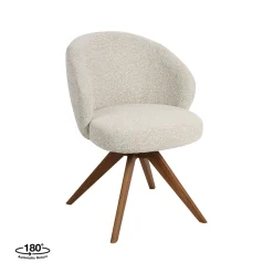 Eetkamerstoel Sabi Naturel Boucle met Walnoot poot