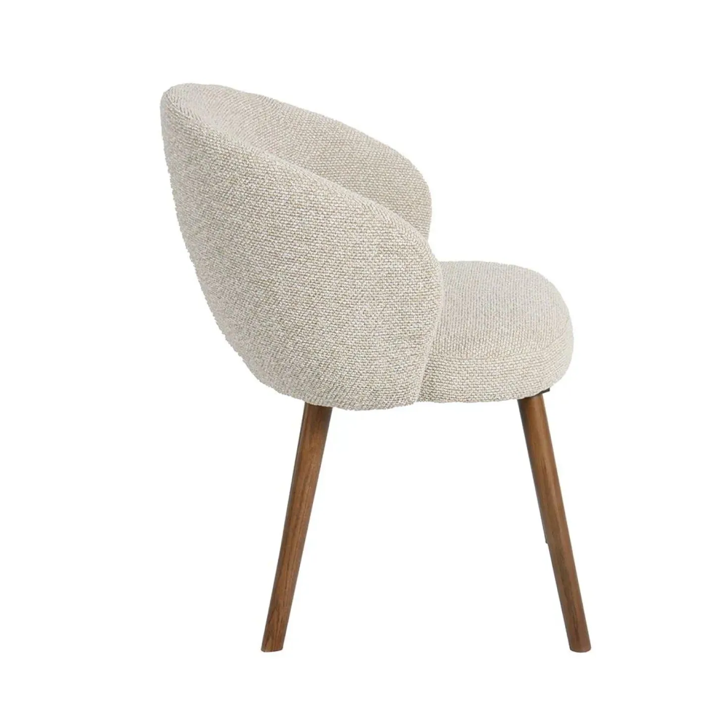 Eetkamerstoel Shiro Naturel Boucle met Walnoot poot