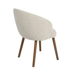 Eetkamerstoel Shiro Naturel Boucle met Walnoot poot