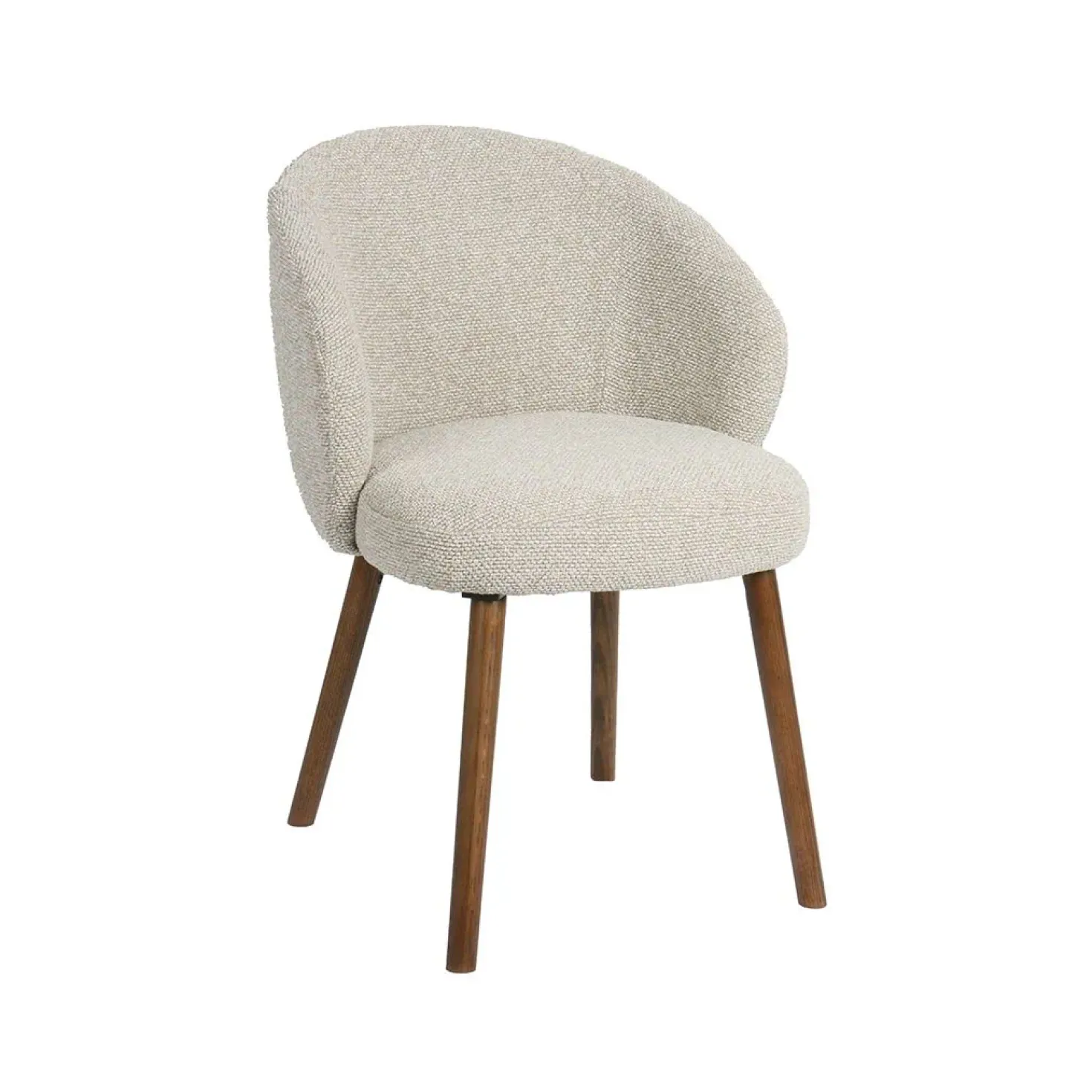 Eetkamerstoel Shiro Naturel Boucle met Walnoot poot