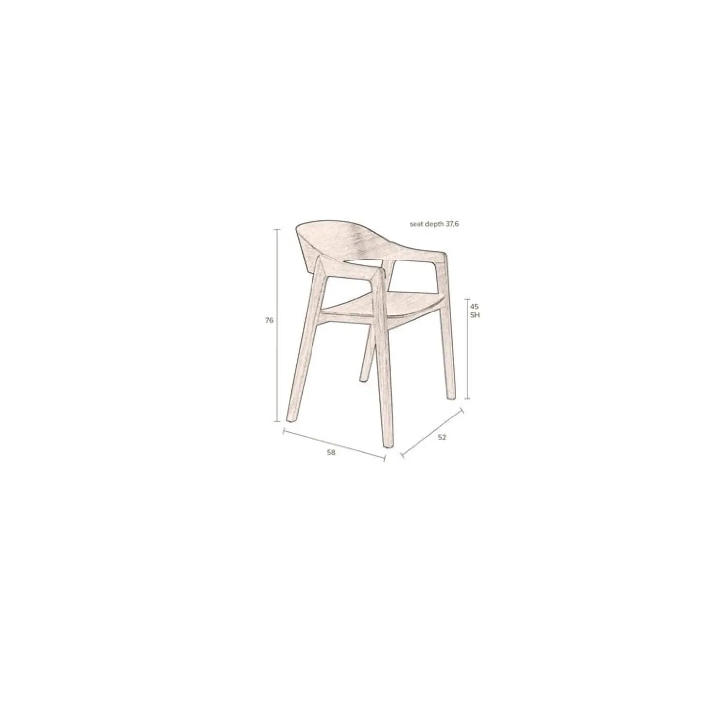 Eetkamerstoel Westlake Naturel 58cm
