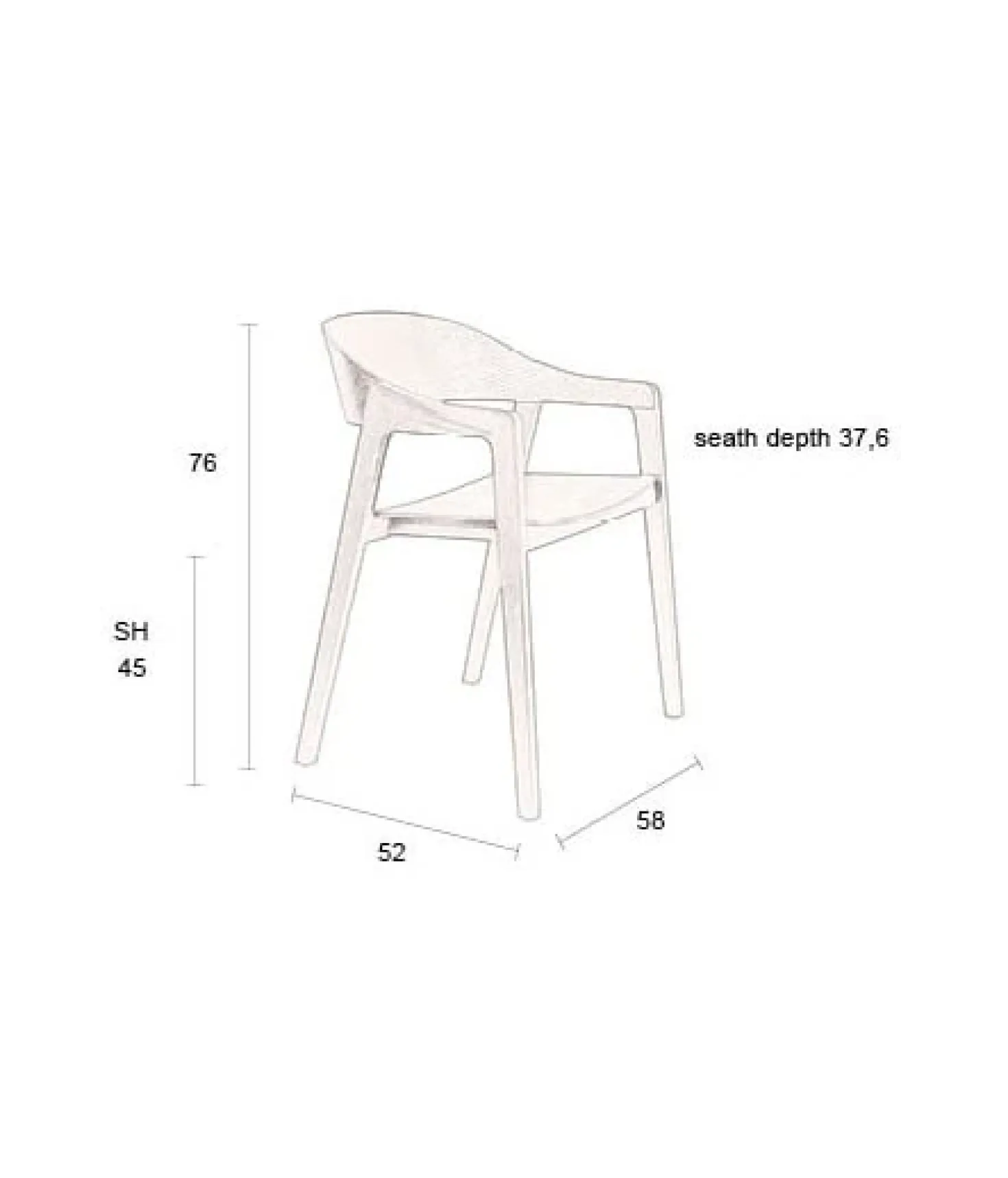 Eetkamerstoel Westlake Walnoot 58cm