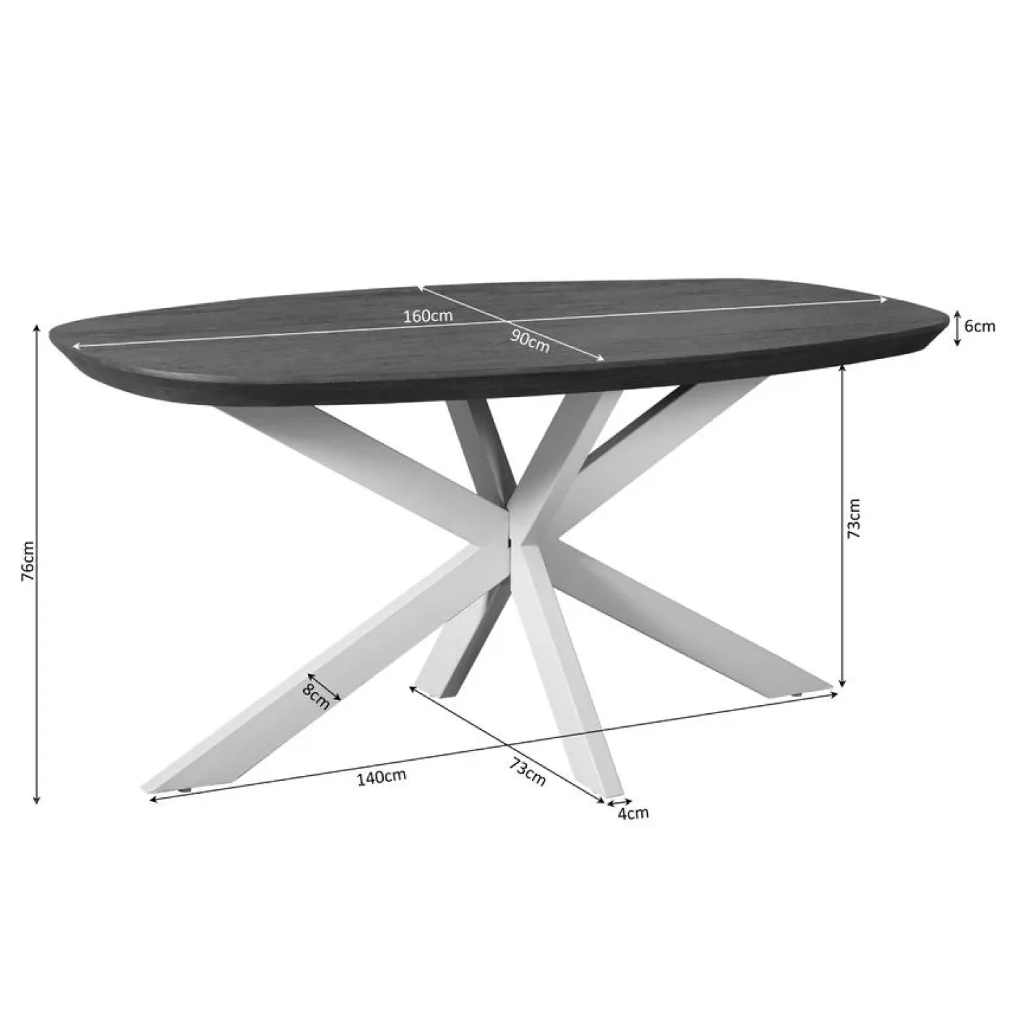Eettafel Martin deens ovaal Naturel 160cm