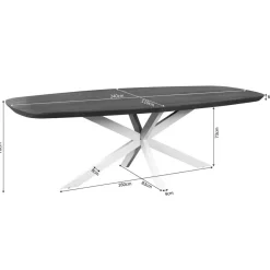 Eettafel Martin deens ovaal Naturel 240cm