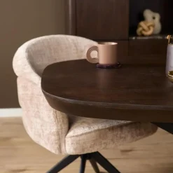 Eettafel Martin Deens ovaal Walnoot Zwarte poot 200cm