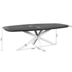 Eettafel Martin Deens ovaal Walnoot Zwarte poot 280cm