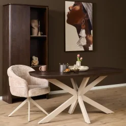 Eettafel Martin Deens ovaal Walnoot Zand poot 160cm