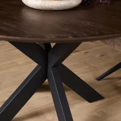 Eettafel Martin rond Walnoot Zwarte poot 150cm
