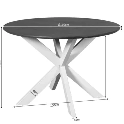 Eettafel Martin rond Walnoot Zwarte poot 110cm