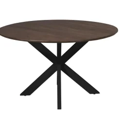 Eettafel Martin rond Walnoot Zwarte poot 130cm