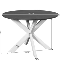 Eettafel Martin rond Walnoot Zwarte poot 130cm