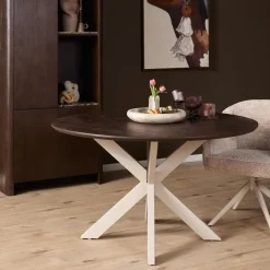 Eettafel Martin rond Walnoot Zand poot 110cm