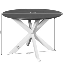 Eettafel Martin rond Walnoot Zand poot 110cm