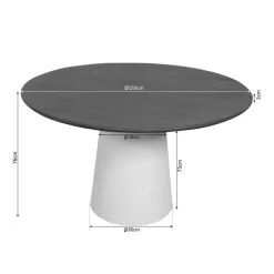 Eettafel Martin rond Walnoot Zand Dichte poot 150cm
