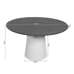Eettafel Martin rond Walnoot Zand Dichte poot 130cm