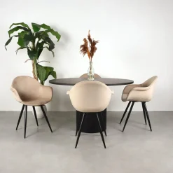 Eettafel Oliva Zwart Eikenhout rond 130cm