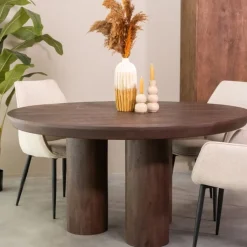 Eettafel Olly Espresso Mangohout 150cm Rond