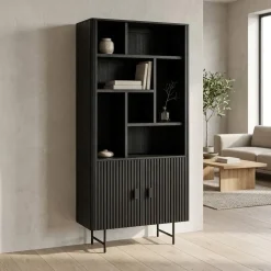 Eleonora boekenkast Remi 2-drs. 96cm zwart
