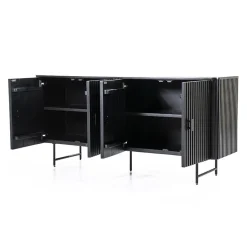 Eleonora dressoir mangohout Remi zwart (4-deurs) - 170cm