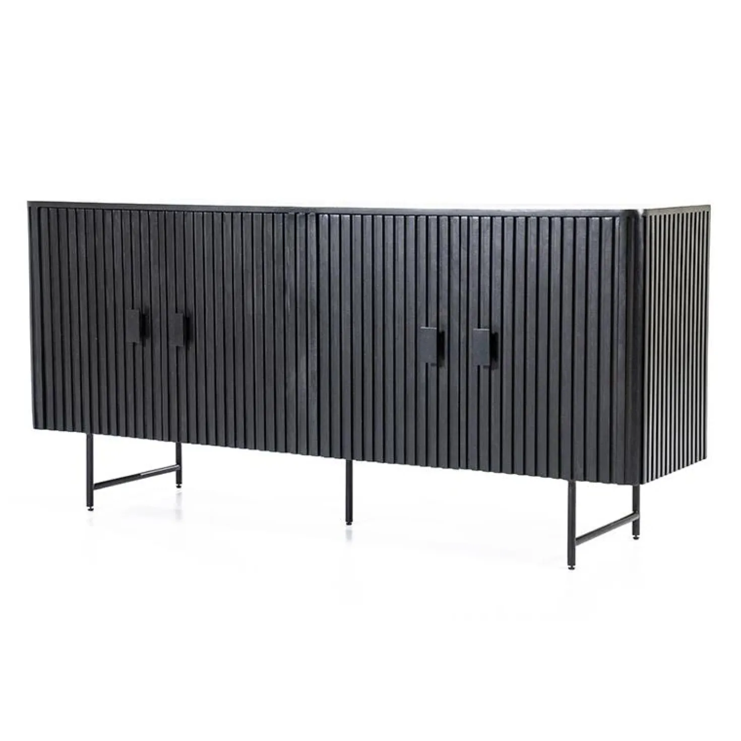 Eleonora dressoir mangohout Remi zwart (4-deurs) - 170cm