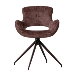 Eliva Eetkamerstoel structure velvet paars set van 2