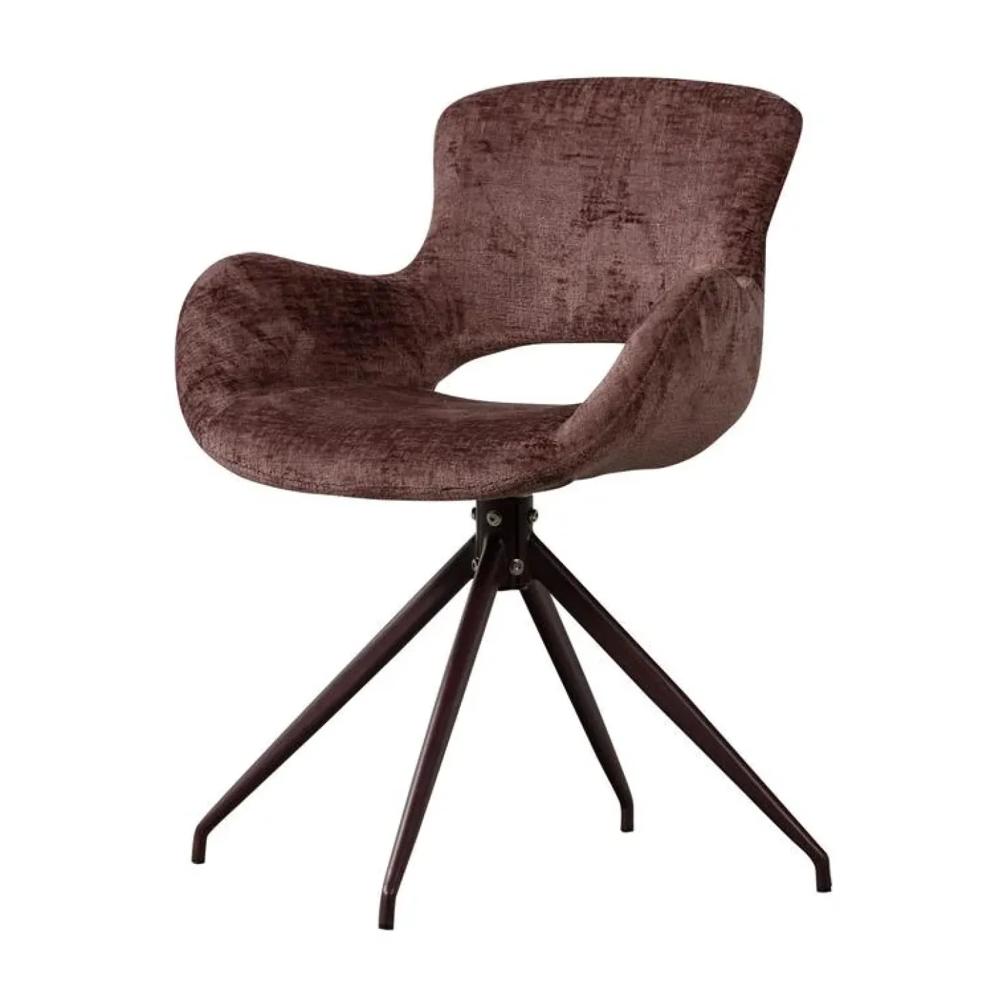Eliva Eetkamerstoel structure velvet paars set van 2