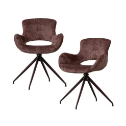 Eliva Eetkamerstoel structure velvet paars set van 2