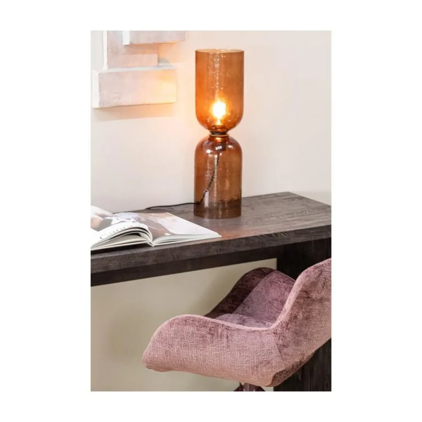 Eliva Eetkamerstoel structure velvet paars set van 2