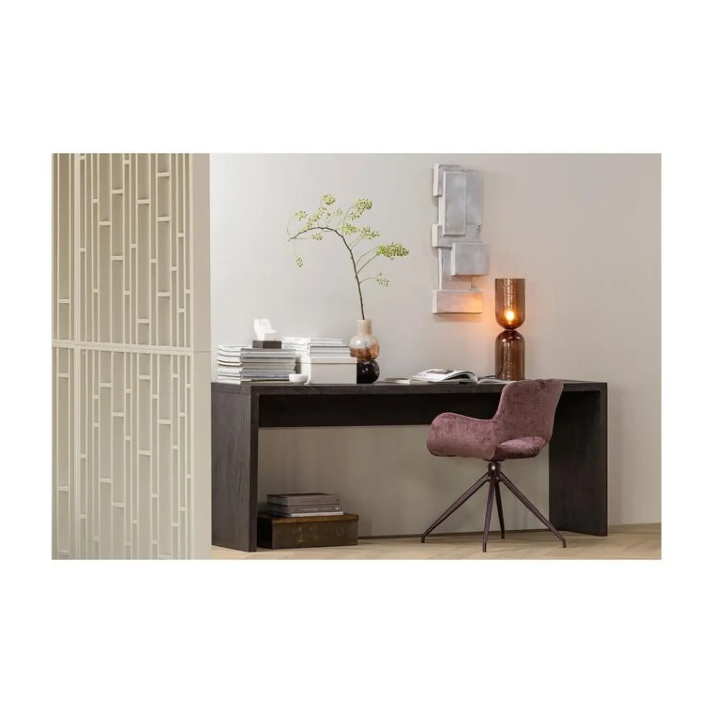 Eliva Eetkamerstoel structure velvet paars set van 2