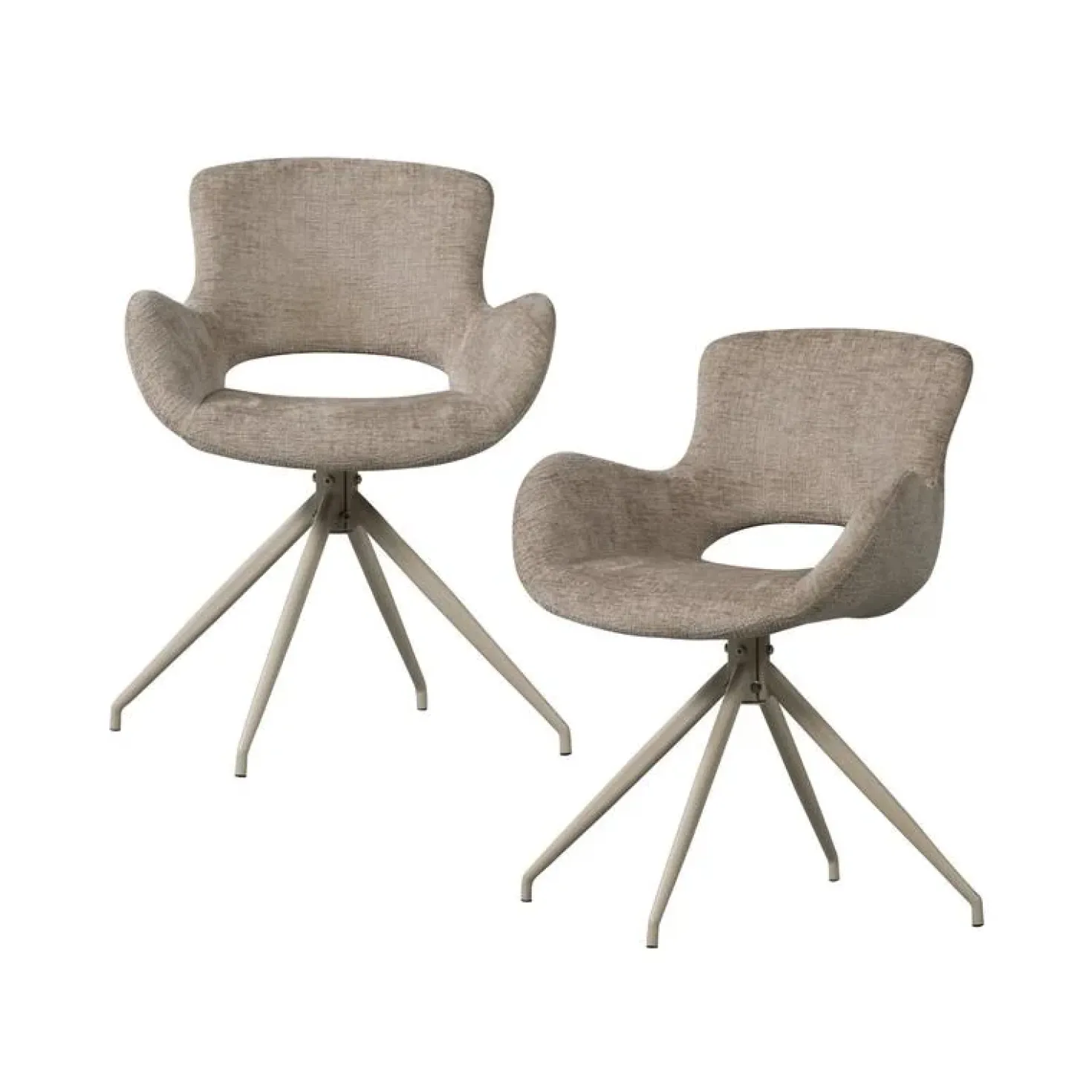 Eliva Eetkamerstoel structure velvet zand set van 2